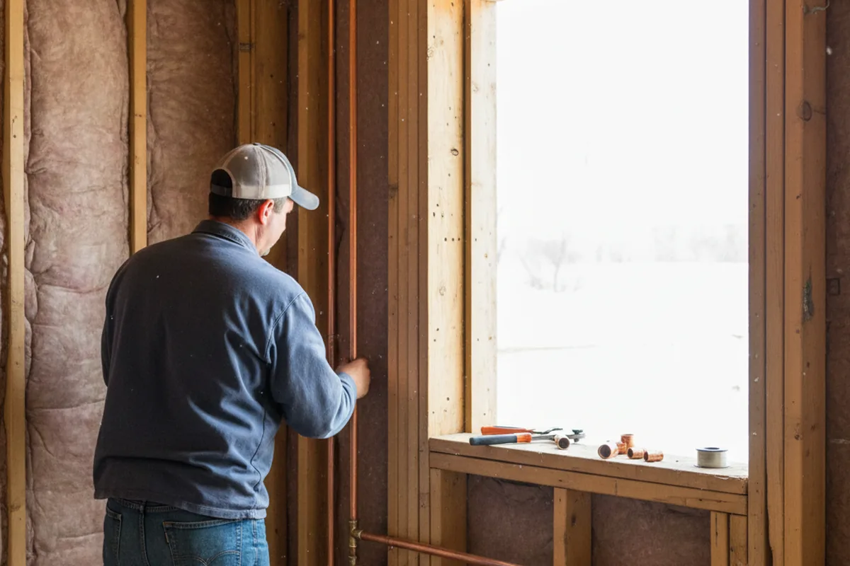 Licensed plumber running new copper supply lines in a Orange home